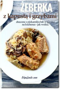 Żeberka z kapustą i grzybami